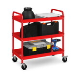 Costway 16729453 3-Tier Metal Utility Cart with Lockable Casters and Handles-Red