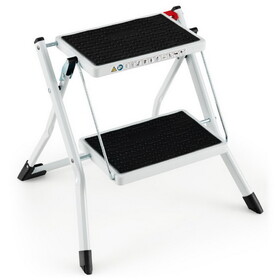 Costway 89234175 Folding 2 Step Ladder wiht Anti-Slip Pedal and Large Foot Pads-Black & White