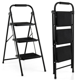 Costway 13462897 2-Step/3-Step Ladder with Wide Anti-Slip Pedal-3-Step