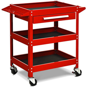 Costway 79530421 Rolling Tool Cart Mechanic Cabinet Storage ToolBox Organizer with Drawer-Red