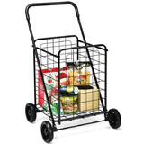 Costway 26174938 Portable Folding Shopping Cart Utility for Grocery Laundry-Black