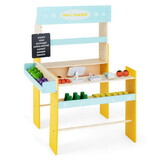Costway 73452981 Kid's Pretend Play Grocery Store with Cash Register and Blackboard-Blue