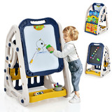 Costway 37259864 3-in-1 Kids Art Easel Double-Sided Tabletop Easel with Art Accessories-Blue