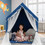 Costway 89526147 Large Kids Play Tent with Removable Cotton Mat-Blue