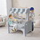 Costway 14527893 Double Sided Kids Pretend Kitchen Playset with 2-Seat Cafe-Gray