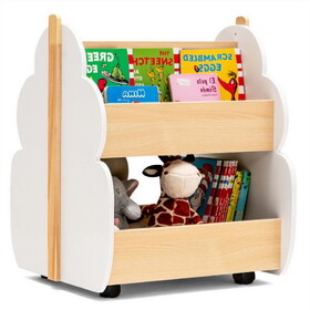 Costway 31845679 Kids Wooden Bookshelf with Universal Wheels