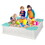 Costway 78914365 Kids Outdoor Sandbox with Oxford Cover and 4 Corner Seats-White