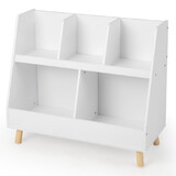 Costway 62948513 5-Cube Kids Bookshelf and Toy Organizer with Anti-Tipping Kits-White