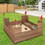 Costway 79254168 Kids Wooden Sandbox with Bottom Liner and Red Flags