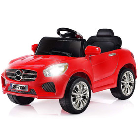 Costway 97163540 6V Kids Remote Control Battery Powered LED Lights Riding Car-Red