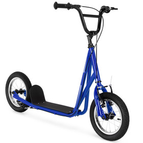 Costway 07264581 Height Adjustable Kid Kick Scooter with 12 Inch Air Filled Wheel-Navy