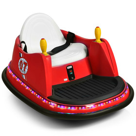 Costway 24763098 6V Kids Ride On Bumper Car 360-Degree Spin Race Toy with Remote Control-Red