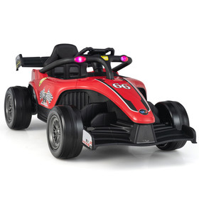 Costway 62943510 12V Kids Ride on Electric Formula Racing Car with Remote Control-Red