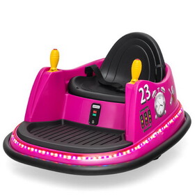 Costway 72564139 6V Battery Powered Kids Ride On Bumper Car with Remote Control-Pink