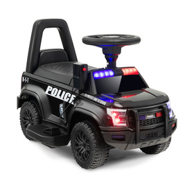 Costway 31826579 6V Kids Ride On Police Car with Real Megaphone and Siren Flashing Lights-Black