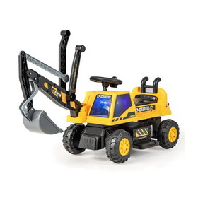 Costway 43925786 Kids ASTM Certificated Powered Ride On Bulldozer with Front Digger Shovel-Yellow