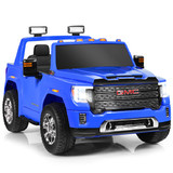 Costway 36207459 12V 2-Seater Licensed GMC Kids Ride On Truck RC Electric Car with Storage Box-Blue