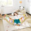 Costway 21943658 3-in-1 Kids Climber Set Wooden Arch Triangle Rocker with Ramp and Mat