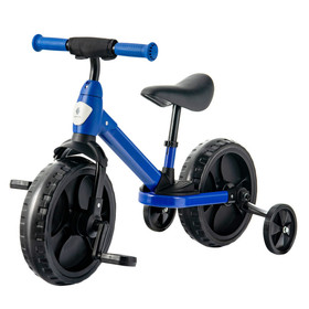 Costway 03126745 4-in-1 Kids Training Bike Toddler Tricycle with Training Wheels and  Pedals-Blue