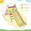Costway 64713289 2-in-1 Wooden Triangle Climber Set with Gradient Adjustable Slide-Multicolor
