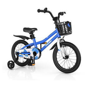 Costway 16 Inch Kid's Bike with Removable Training Wheels-Blue