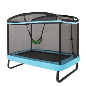 Costway 89134756 6 Feet Kids Entertaining Trampoline with Swing Safety Fence-Blue