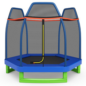 Costway 80473591 7 Feet Kids Recreational Bounce Jumper Trampoline-Blue