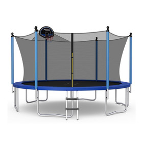 Costway 37852496 Outdoor Recreational Trampoline with Ladder and Enclosure Net-12 ft