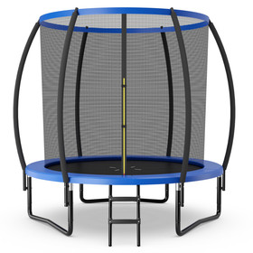 Costway 78416923 10 Feet ASTM Approved Recreational Trampoline with Ladder-Blue