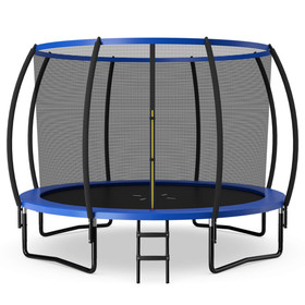 Costway 64319287 12FT ASTM Approved Recreational Trampoline with Ladder-Blue