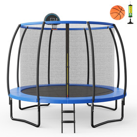 Costway 36820951 8/10 Feet Recreational Trampoline with Basketball Hoop-12 ft