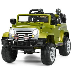 Costway 48356710 12 V Kids Ride on Truck with MP3 + LED Lights-Green