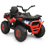 Costway 78042563 12 V Kids Electric 4-Wheeler ATV Quad with MP3 and LED Lights-Red