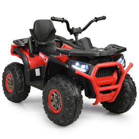 Costway 78042563 12 V Kids Electric 4-Wheeler ATV Quad with MP3 and LED Lights-Red