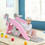 Costway 78350942 4-in-1 Toddler Slide and Rocking Horse Playset with Basketball Hoop-Pink
