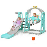 Costway 07923485 3 in 1 Toddler Climber and Swing Set Slide Playset-Green