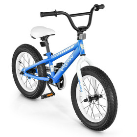Costway 24507681 16 Inch Kids Bike Bicycle with Training Wheels for 5-8 Years Old Kids-Blue
