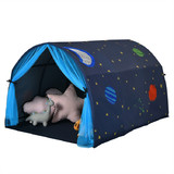 Costway 79582306 Kids Galaxy Starry Sky Dream Portable Play Tent with Double Net Curtain-Blue