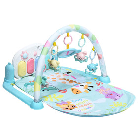 Costway 89105324 3 in 1 Fitness Music and Lights Baby Gym Play Mat-Blue