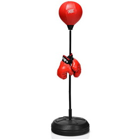 Costway 79015246 Adjustable Height Punching Bag with Stand Plus Boxing Gloves for Both Adults and Kids