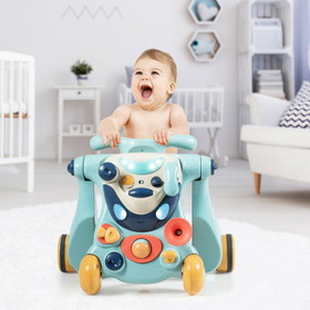 Costway 10372589 2-in-1 Baby Walker with Activity Center -Blue