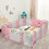 Costway 65902134 18-Panel Baby Playpen with Music Box & Basketball Hoop-Pink