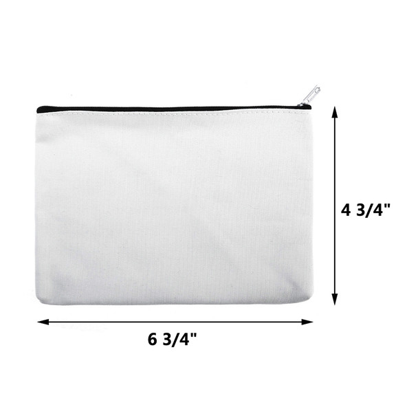 Aspire Blank / Custom Canvas Cosmetic Bag with Lining, DIY Craft Pouch, 6-3/4 x 4-3/4 Inch
