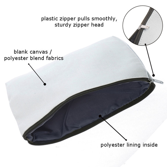 Muka Custom Canvas Zipper Bag with Lining, 6-3/4 x 4-3/4 Inch