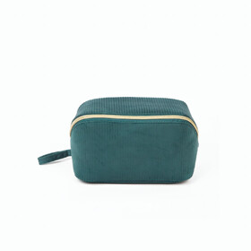 Aspire Corduroy Striped Travel Makeup Bag Large Capacity Cosmetic Case with Zipper