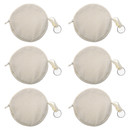 Aspire 6-Pack Round Keychain Pouches, Cotton Canvas Coin Bag Ear Bud Case
