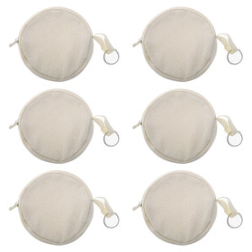 Aspire 6-Pack Cotton Canvas Round Keychain Pouches, Coin Purses, Earbud Pouch, 4 Inch
