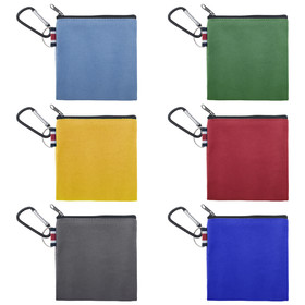 Aspire 6-Pack Square Pouch with Carabiner Cilp, Cotton Bag 4-1/4 Inches