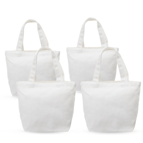 Aspire 4-Pack DIY Canvas Tote Bags, 12oz Canvas Lunch Bag Bottom Gusset, 10" x 8" x 4"