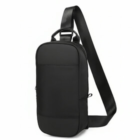 Muka Men's Sling Bag Crossbody Chest Pack Black Nylon Shoulder Daypack for Travel Commuting and Cycling